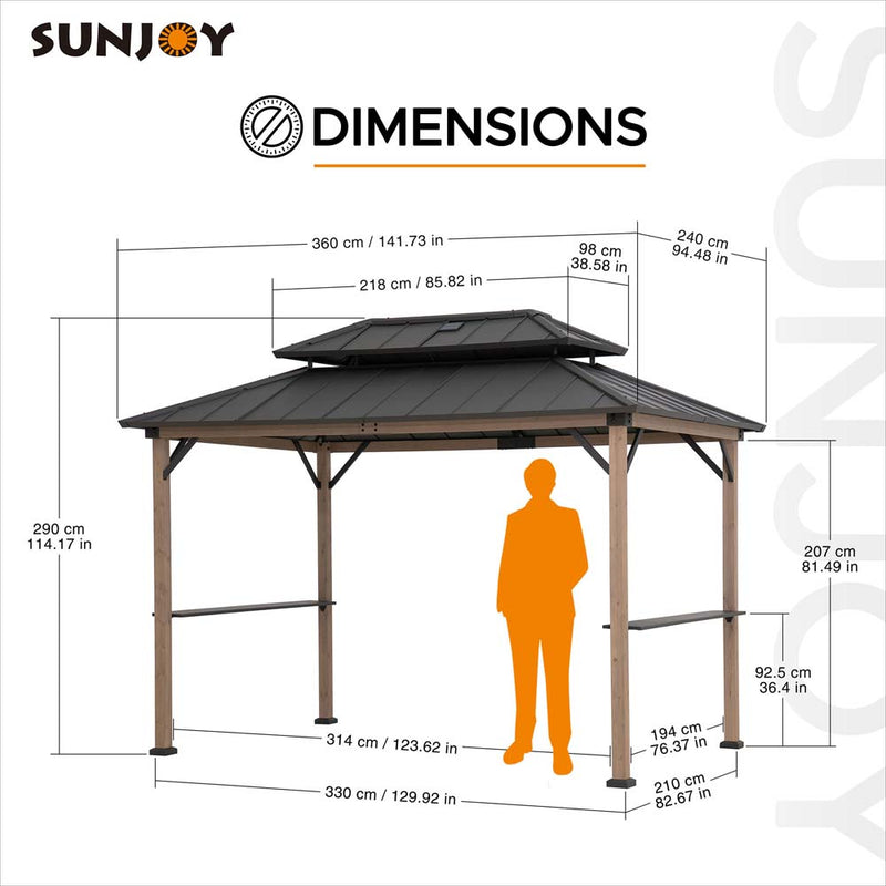 Sunjoy Outdoor Grill Gazebo | 8 x 12 Gazebo | Solar Powered Gazebo