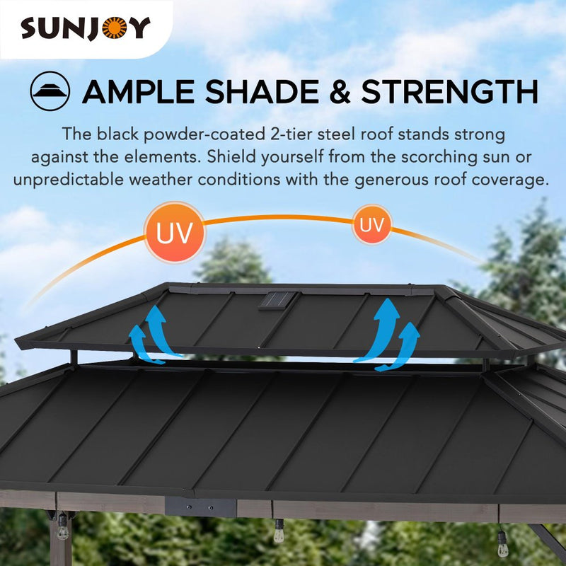 Sunjoy Outdoor Grill Gazebo | 8 x 12 Gazebo | Solar Powered Gazebo