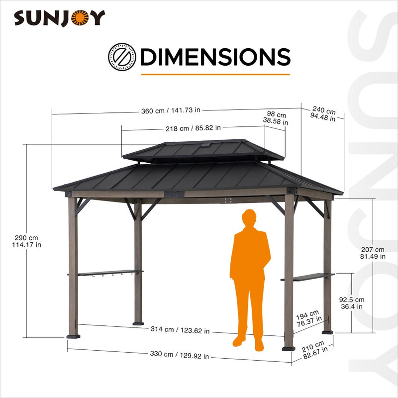 Sunjoy Outdoor Grill Gazebo | 8 x 12 Gazebo | Solar Powered Gazebo