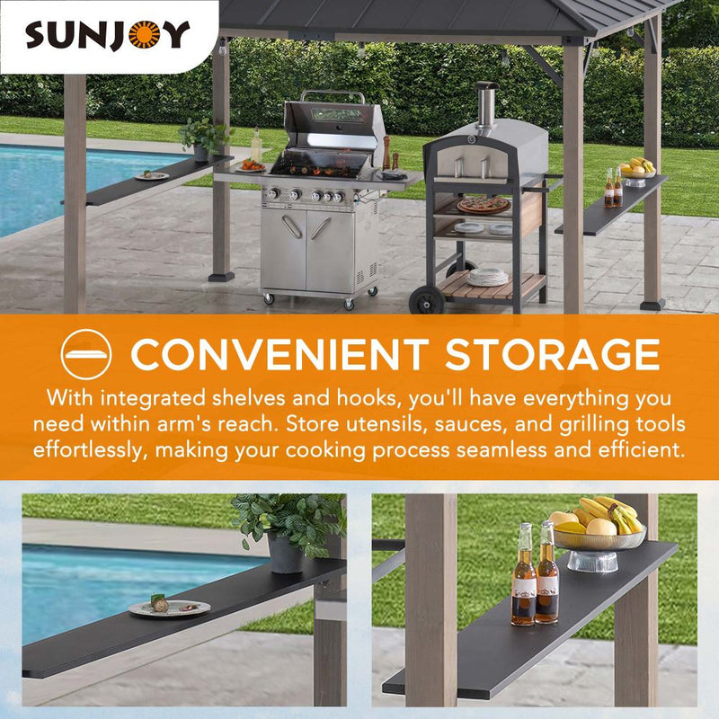 Sunjoy Outdoor Grill Gazebo | 8 x 12 Gazebo | Solar Powered Gazebo