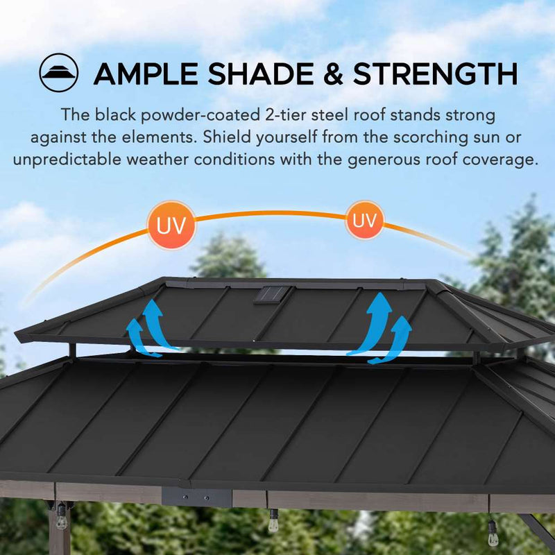 Sunjoy Outdoor Grill Gazebo | 8 x 12 Gazebo | Solar Powered Gazebo