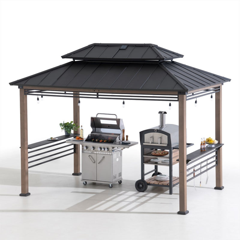 Sunjoy Outdoor Grill Gazebo | 8 x 12 Gazebo | Solar Powered Gazebo