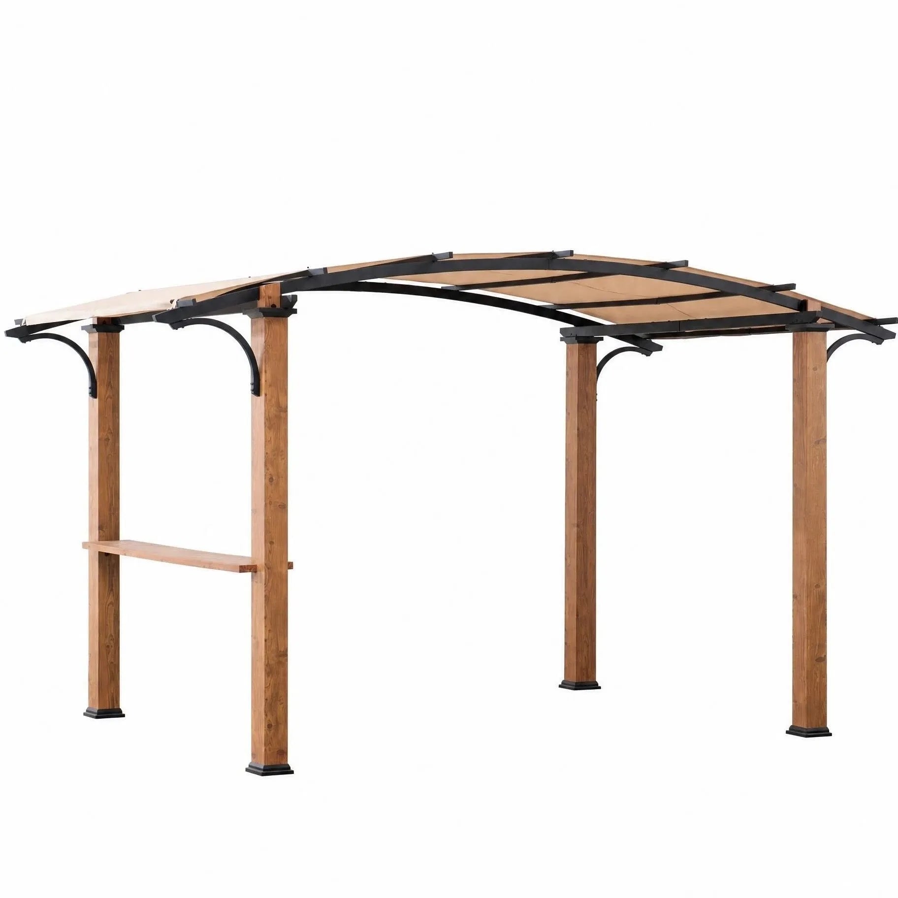 Arcadia Arched Metal Pergola with Bar Counter, 9x13