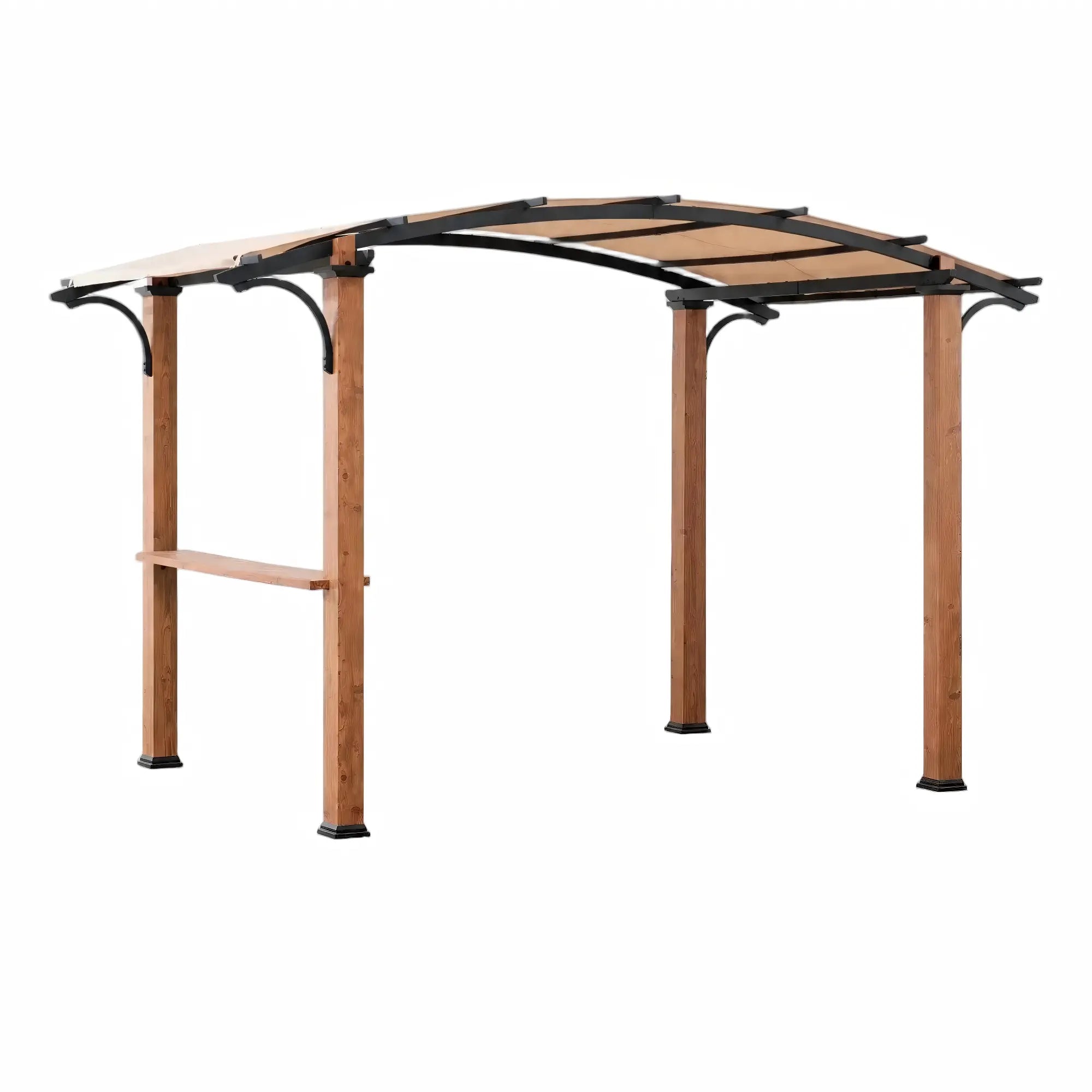 Arcadia Arched Metal Pergola with Bar Counter, 9x13