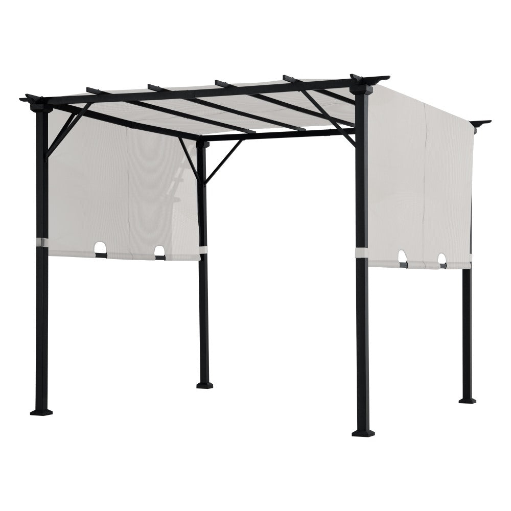 SUNJOY 9x9 Matte Black Steel Frame Pergola with Adjustable Canopy Roof 