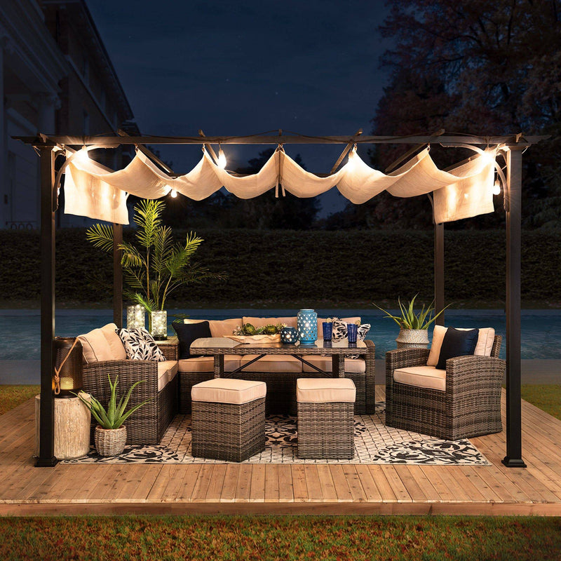 Sunjoy 12x9 Outdoor Patio | Steel Frame Pergola | Backyard Pergola Kit