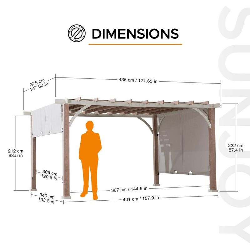 SummerCove Modern Patio 12x14 Pergola Kits with Canopy for Backyard, Deck DIY