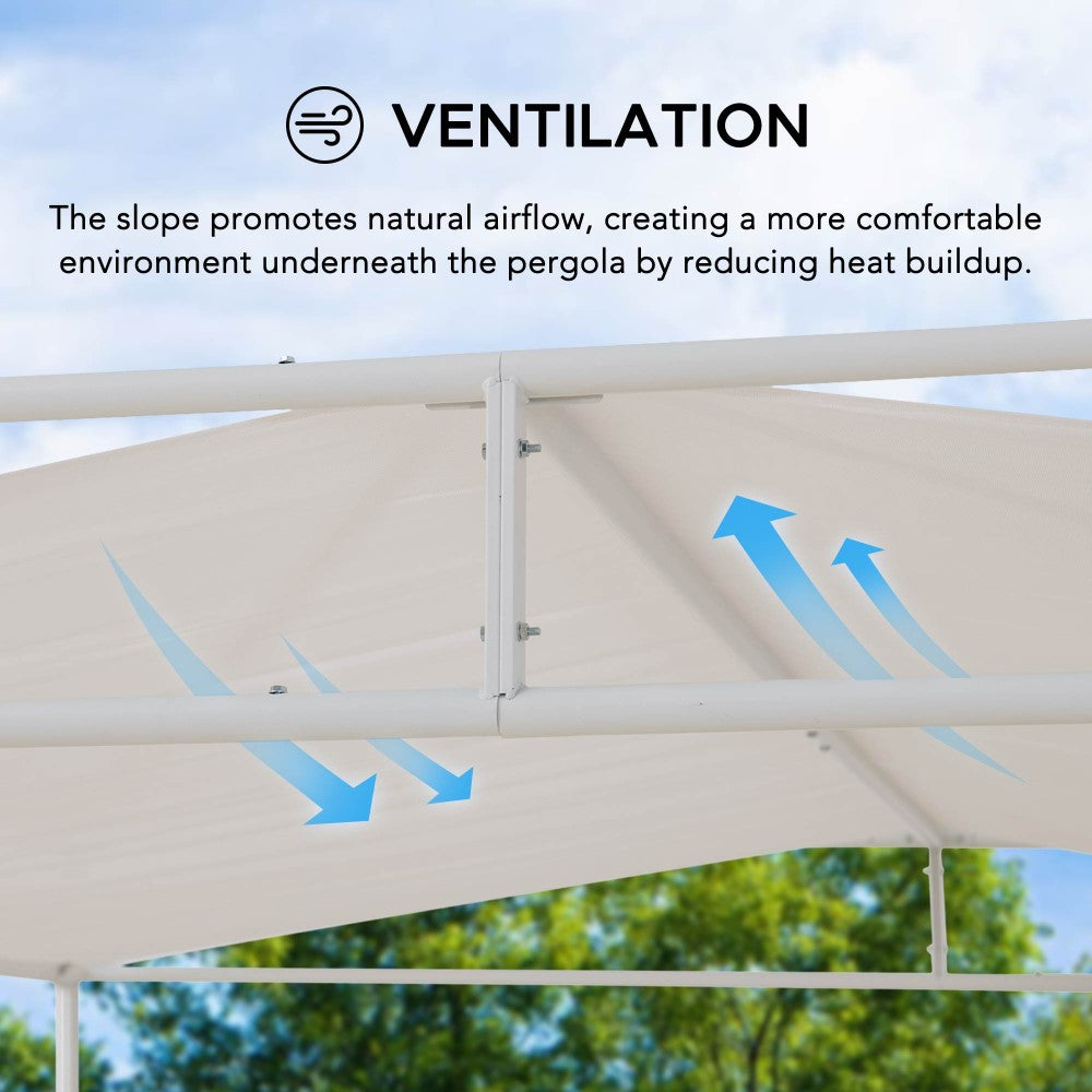 SUNJOY 10x10 Darkeford Metal Pergola with White Sling Fabric Canopy
