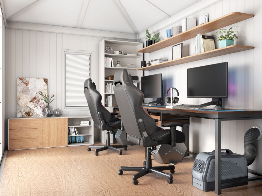 SUNJOY SHED 10x12.6 Backyard Office Shed with Floors, Windows, and Lockable Doors.