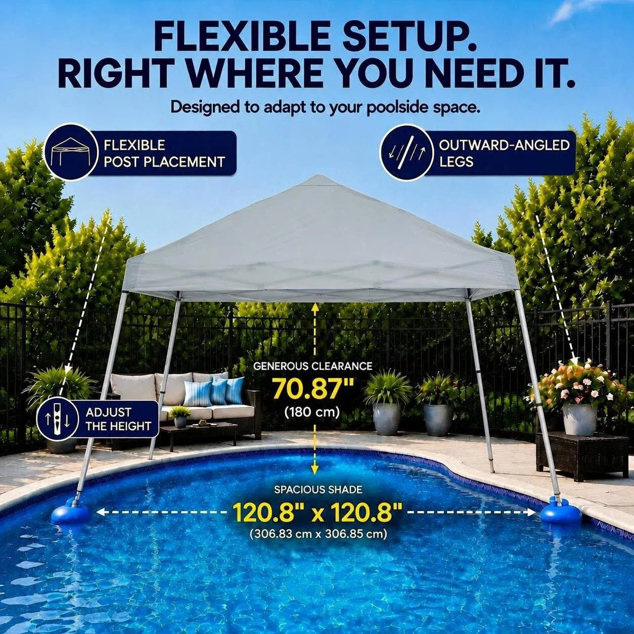 Gazebo flottant pour piscine SUNJOY 10x10 avec flotteurs en PVC et sac de transport - Gris