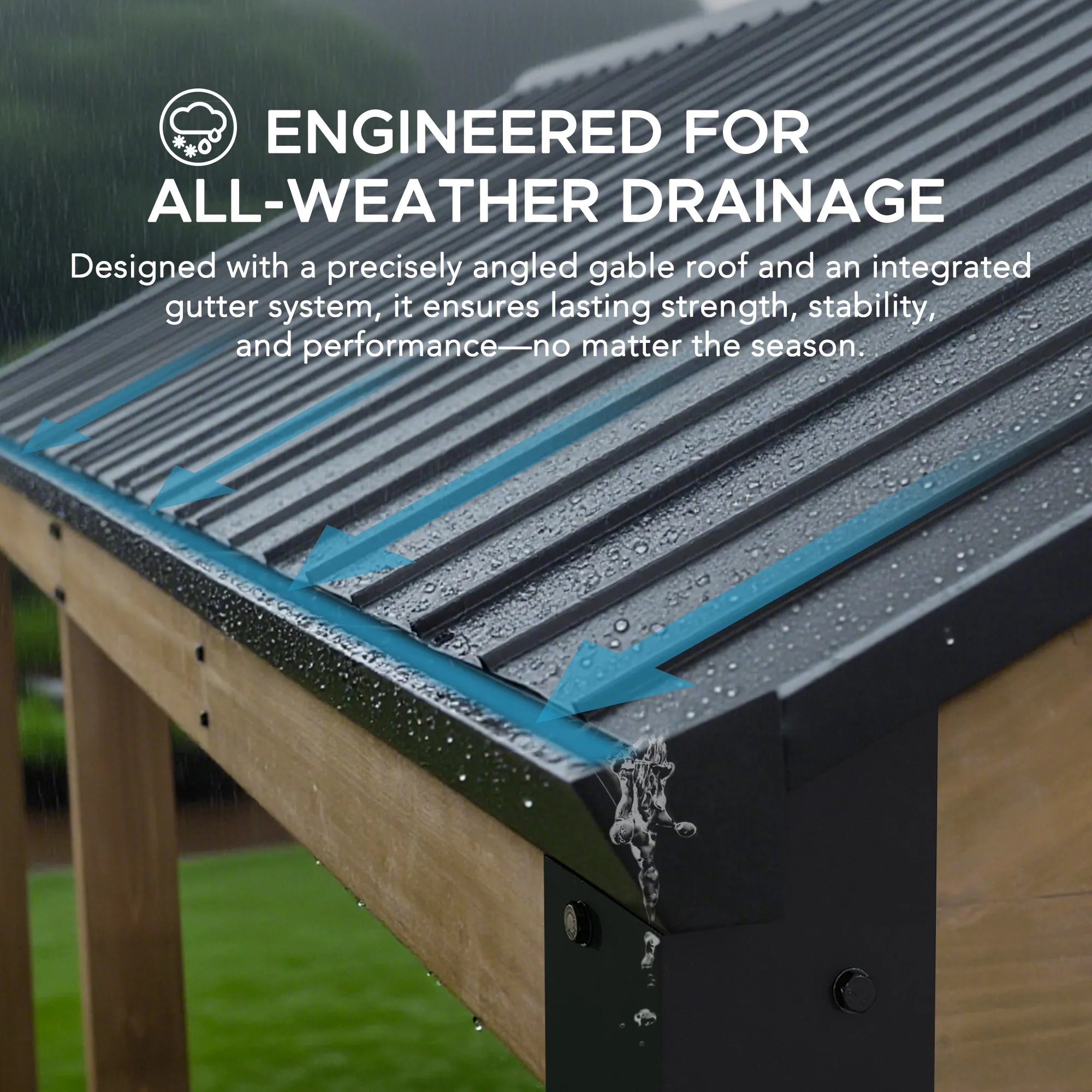 SUNJOY Newville 10x20 Galvanized Steel Roof Wood Carport with Privacy Wall & Rain Gutter