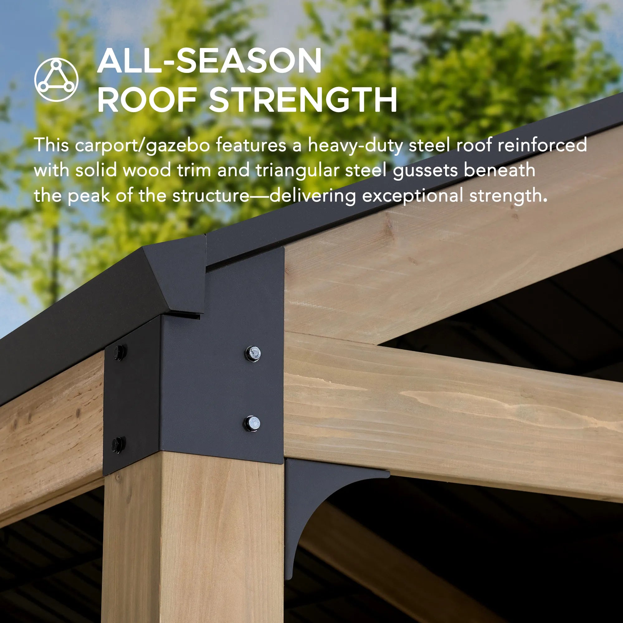 SUNJOY Newville 10x20 Galvanized Steel Roof Wood Carport with Privacy Wall & Rain Gutter