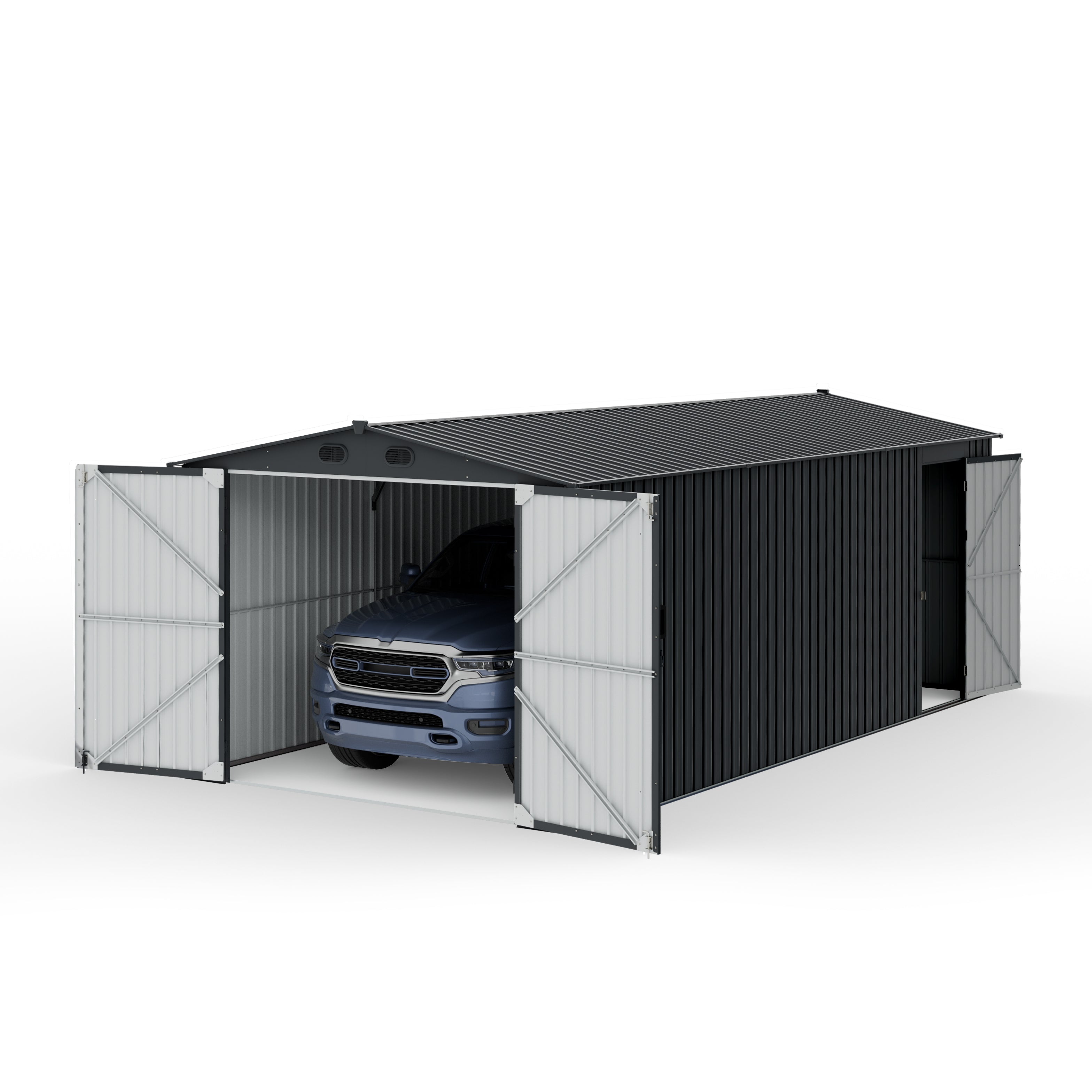 SUNJOY 10x20 Storage Shed Kits with Lockable Doors and Vents