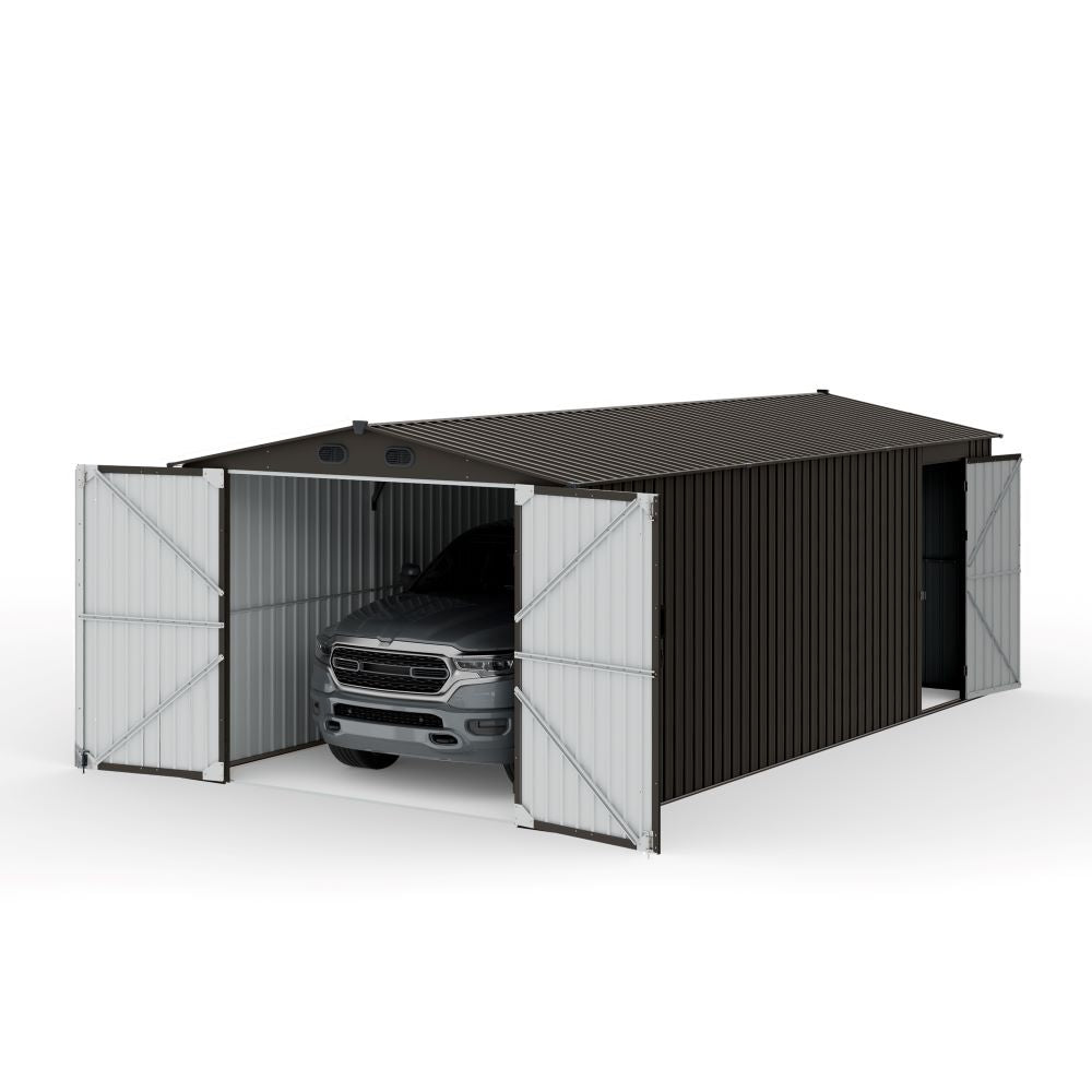 SUNJOY 10x20 Storage Shed Kits with Lockable Doors and Vents