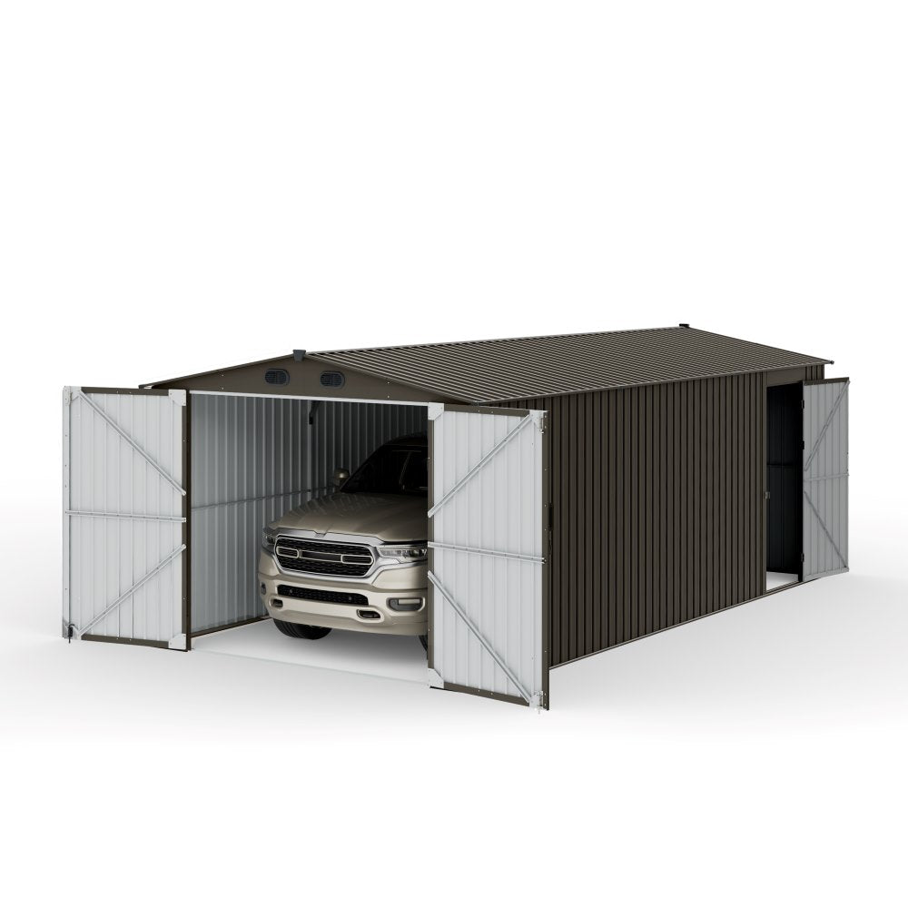 SUNJOY 10x20 Storage Shed Kits with Lockable Doors and Vents