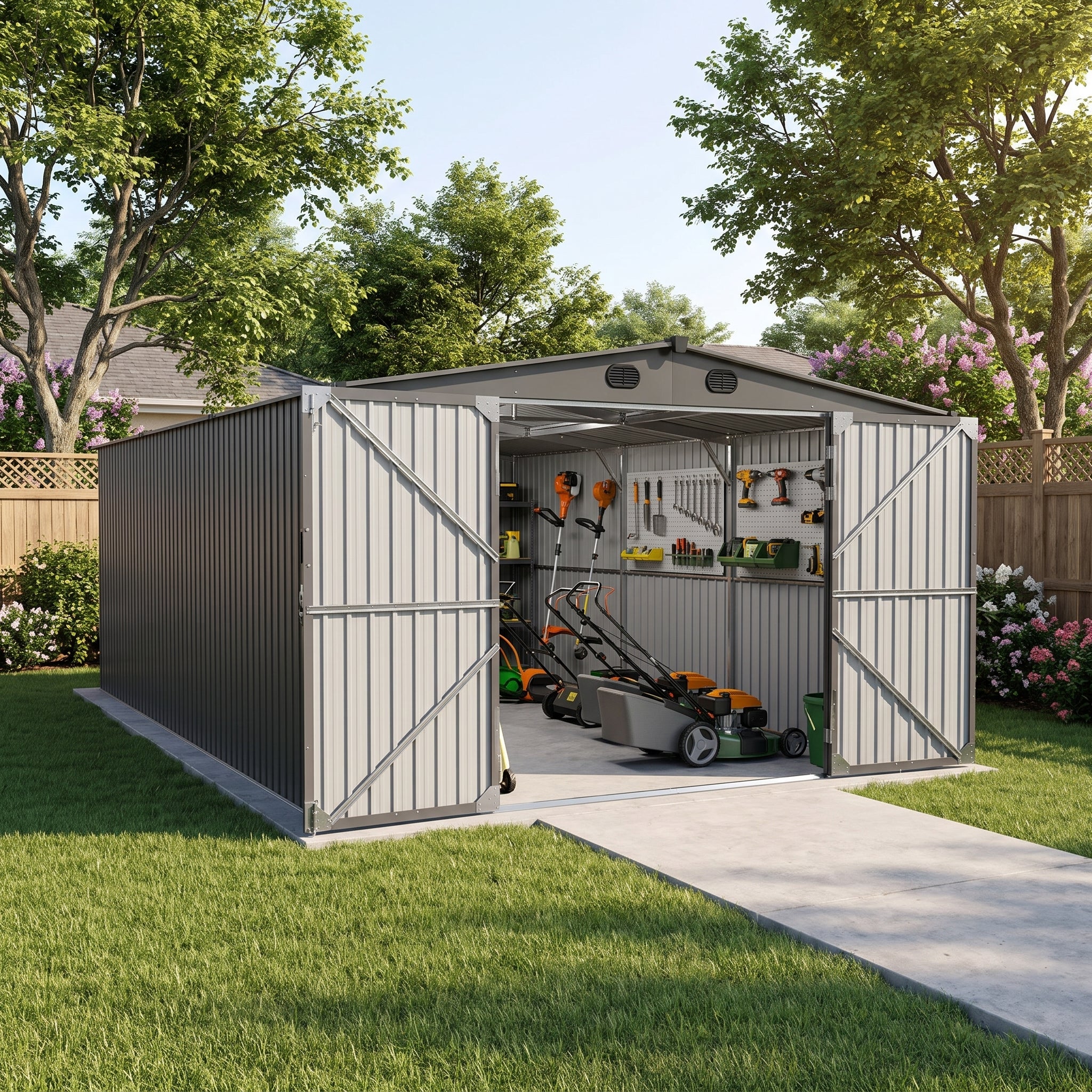 Fortress Maxi Storage Shed - Light Gray, 13x20