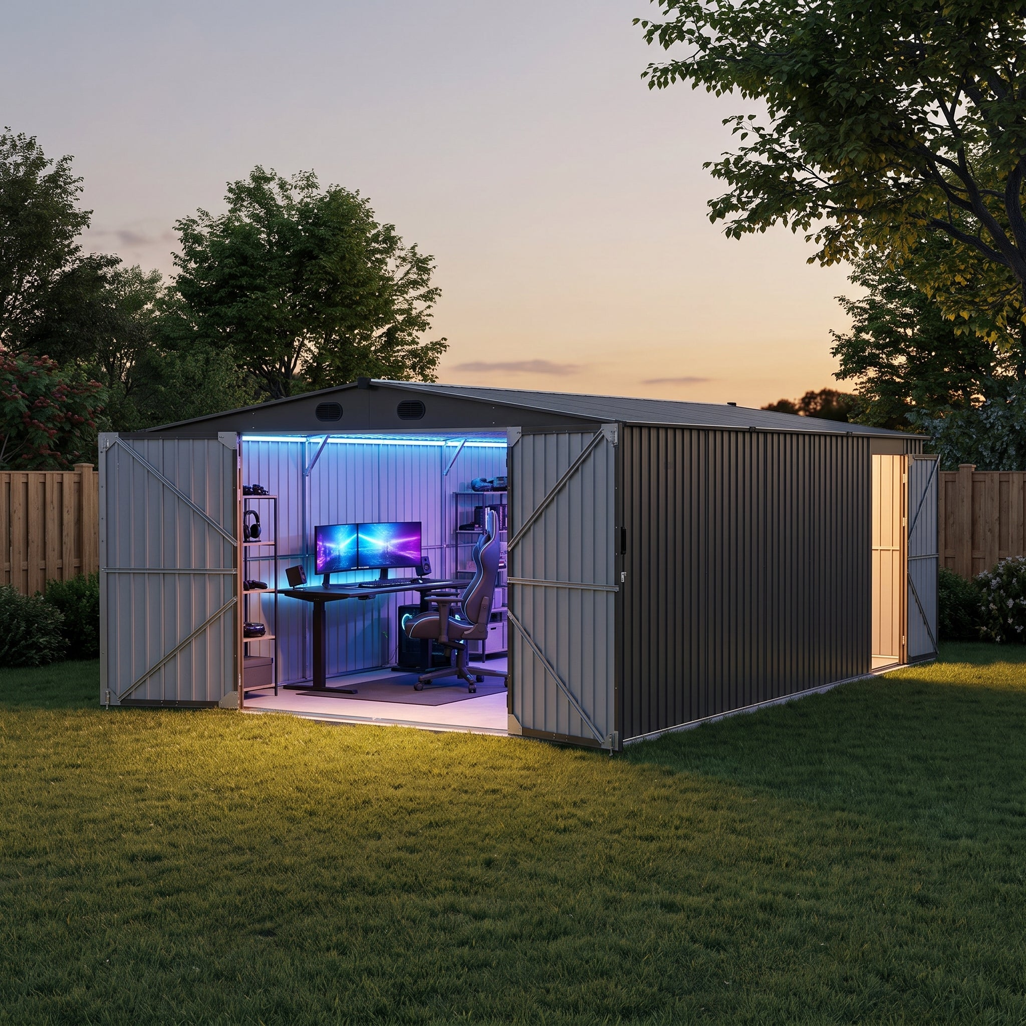 Fortress Maxi Storage Shed - Light Gray, 13x20