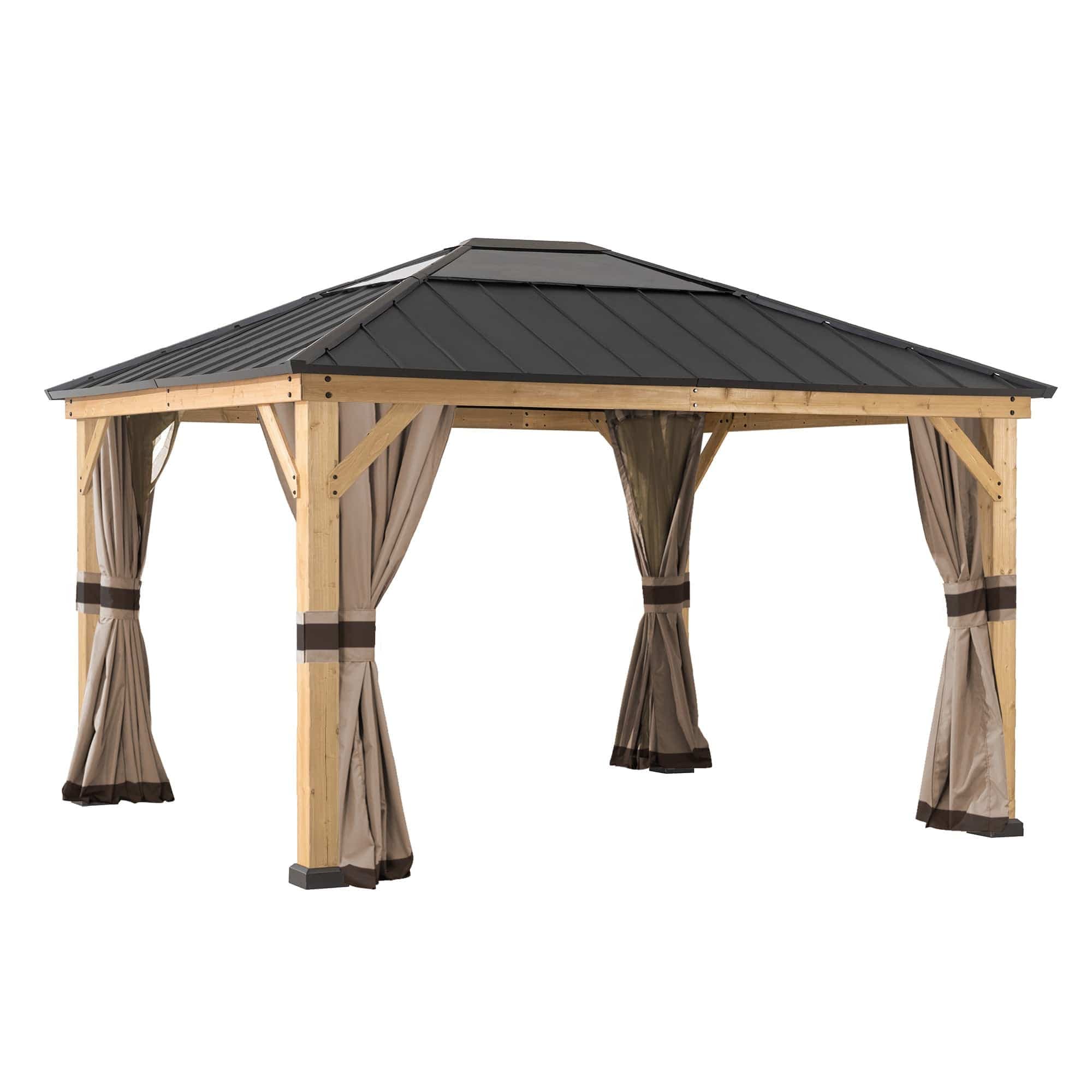 Sunjoy Replacement Universal Curtains and Mosquito Netting for 13 ft. ¡Á 15 ft. Wood-Framed Gazebos.