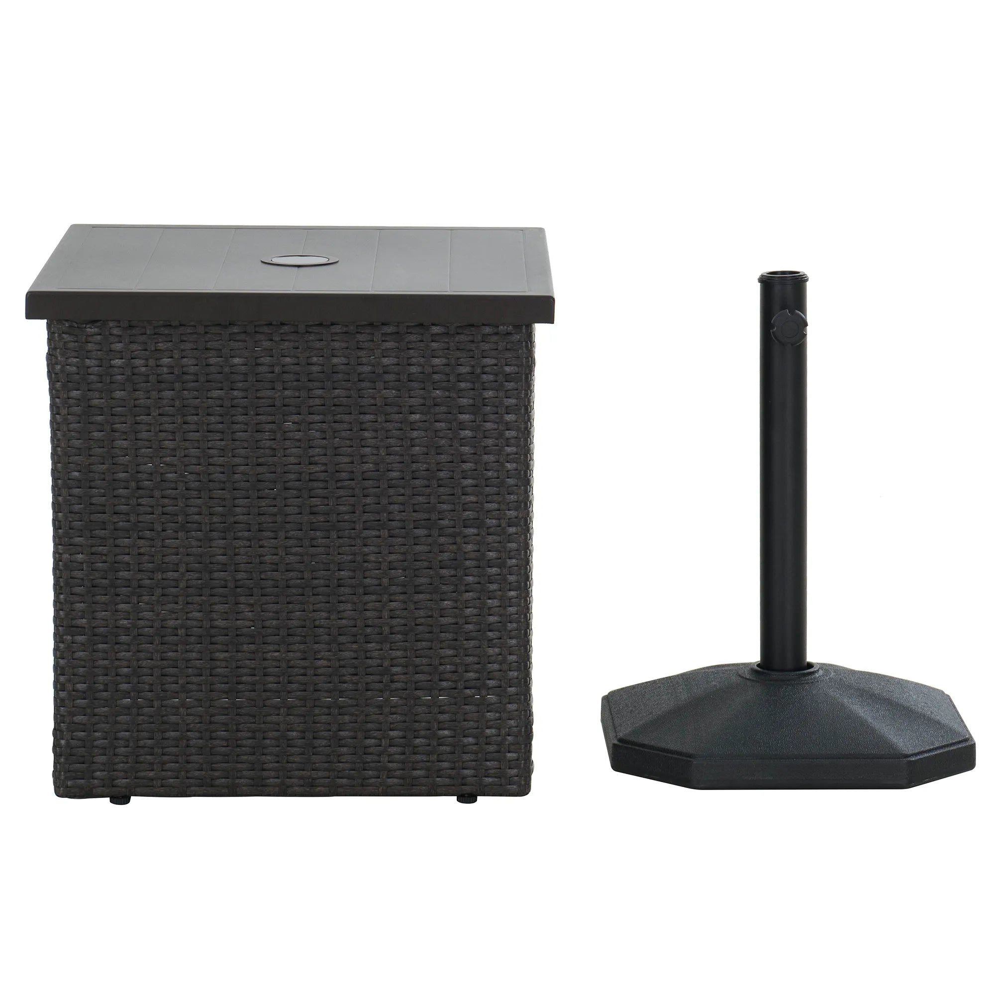 SUNJOY Patio Umbrella Stand Side Table with Stable Base - Brown