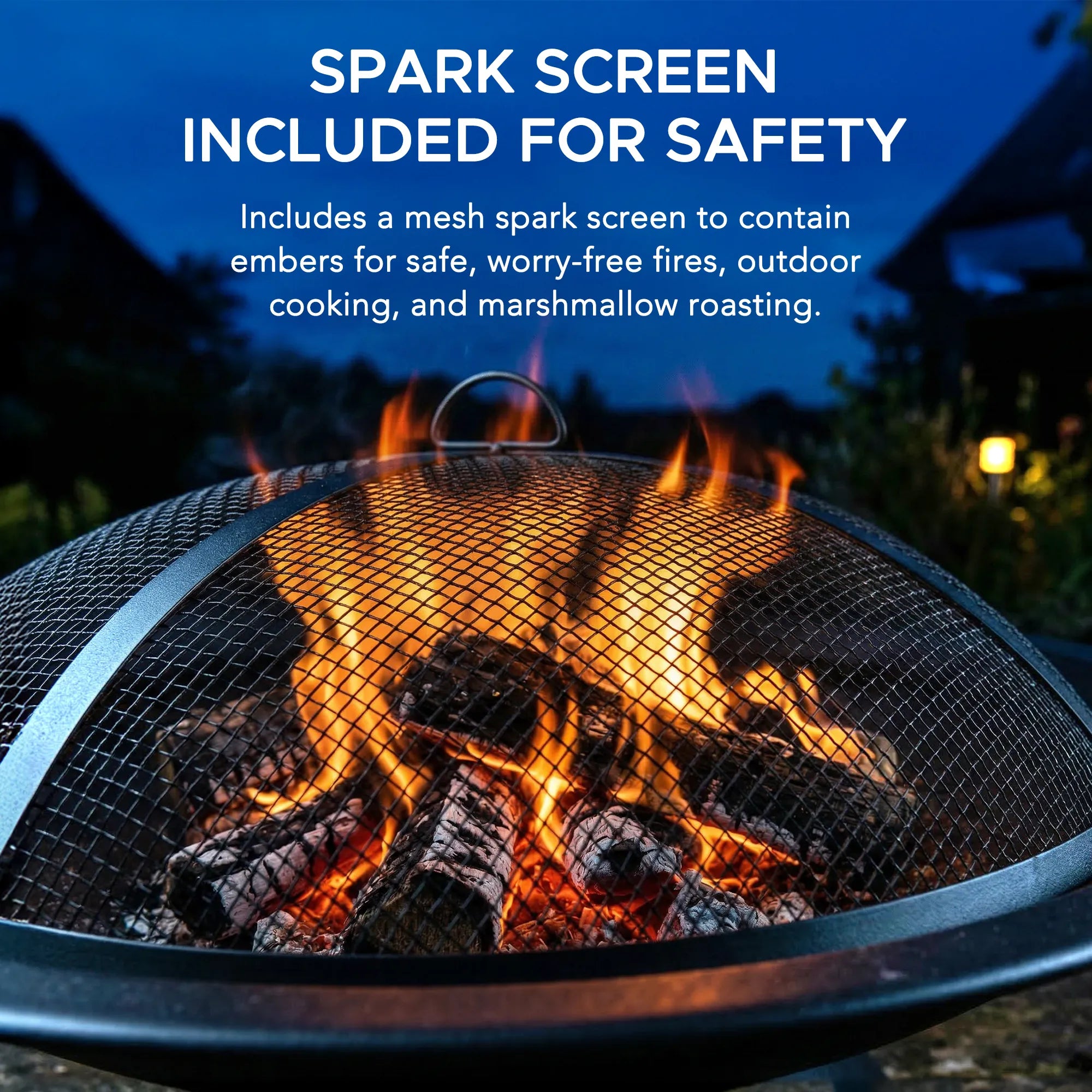SUNJOY 28 Inch Round Wood Burning Fire Pit Bowl with Drainage Hole 