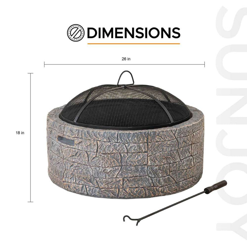 Sunjoy Outdoor Fire Pit Wood Burning Patio Fire Pit Backyard Fire Pit