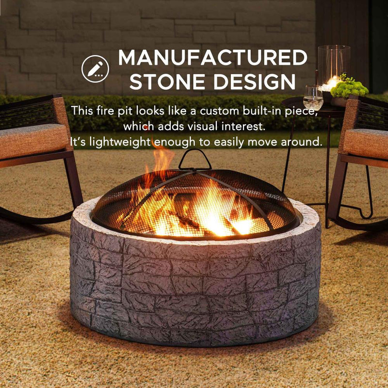 Sunjoy Outdoor Fire Pit Wood Burning Patio Fire Pit Backyard Fire Pit
