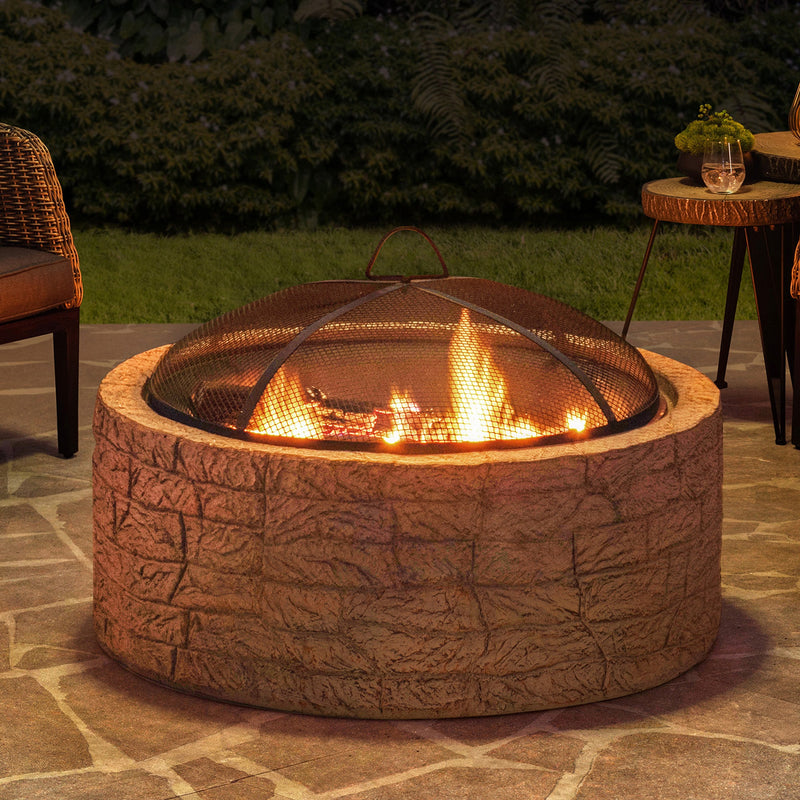 Sunjoy Outdoor Fire Pit Wood Burning Patio Fire Pit Backyard Fire Pit