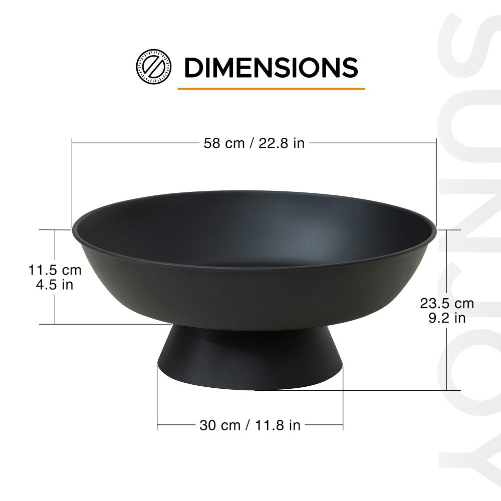 SUNJOY 22 Inch Wood Burning Firepit, Black Steel Round Backyard Fire Pit, Wood Burning Outdoor Fire Pit