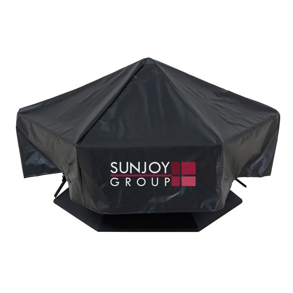 SUNJOY 35 Inch Hexagon Steel Fire Pit Wood Burning Fire Pit with PVC Cover