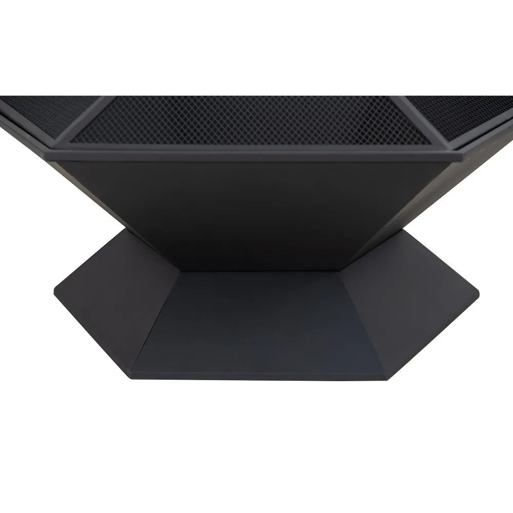 SUNJOY 35 Inch Hexagon Steel Fire Pit Wood Burning Fire Pit with PVC Cover