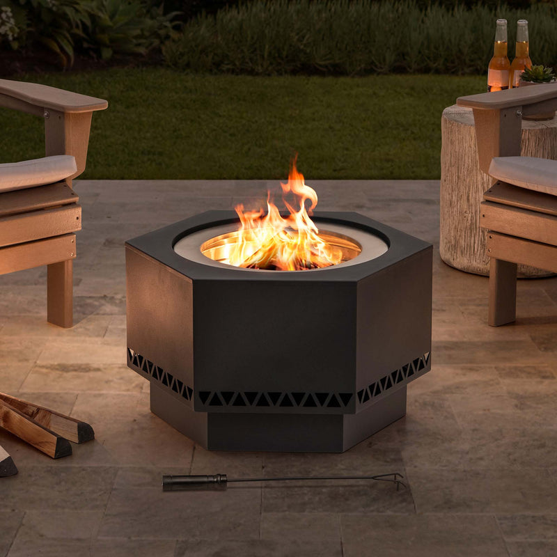Sunjoy Smokeless Fire Pit | Patio Firepit | Hexagon Portable Firepit