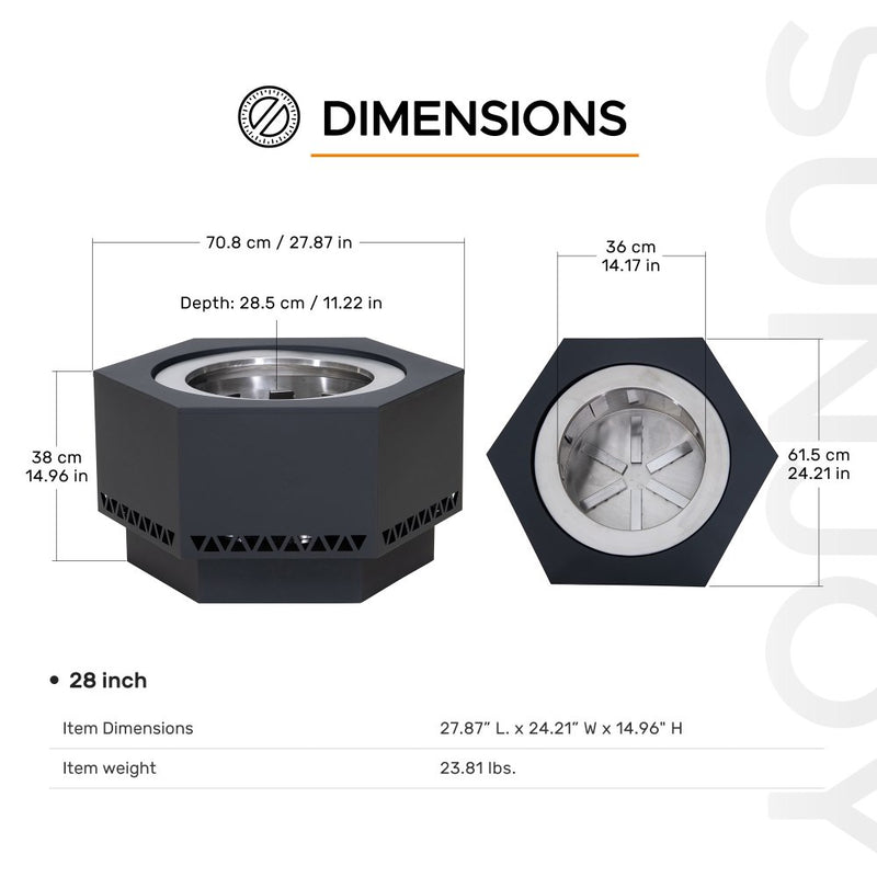 Sunjoy Smokeless Fire Pit | Patio Firepit | Hexagon Portable Firepit