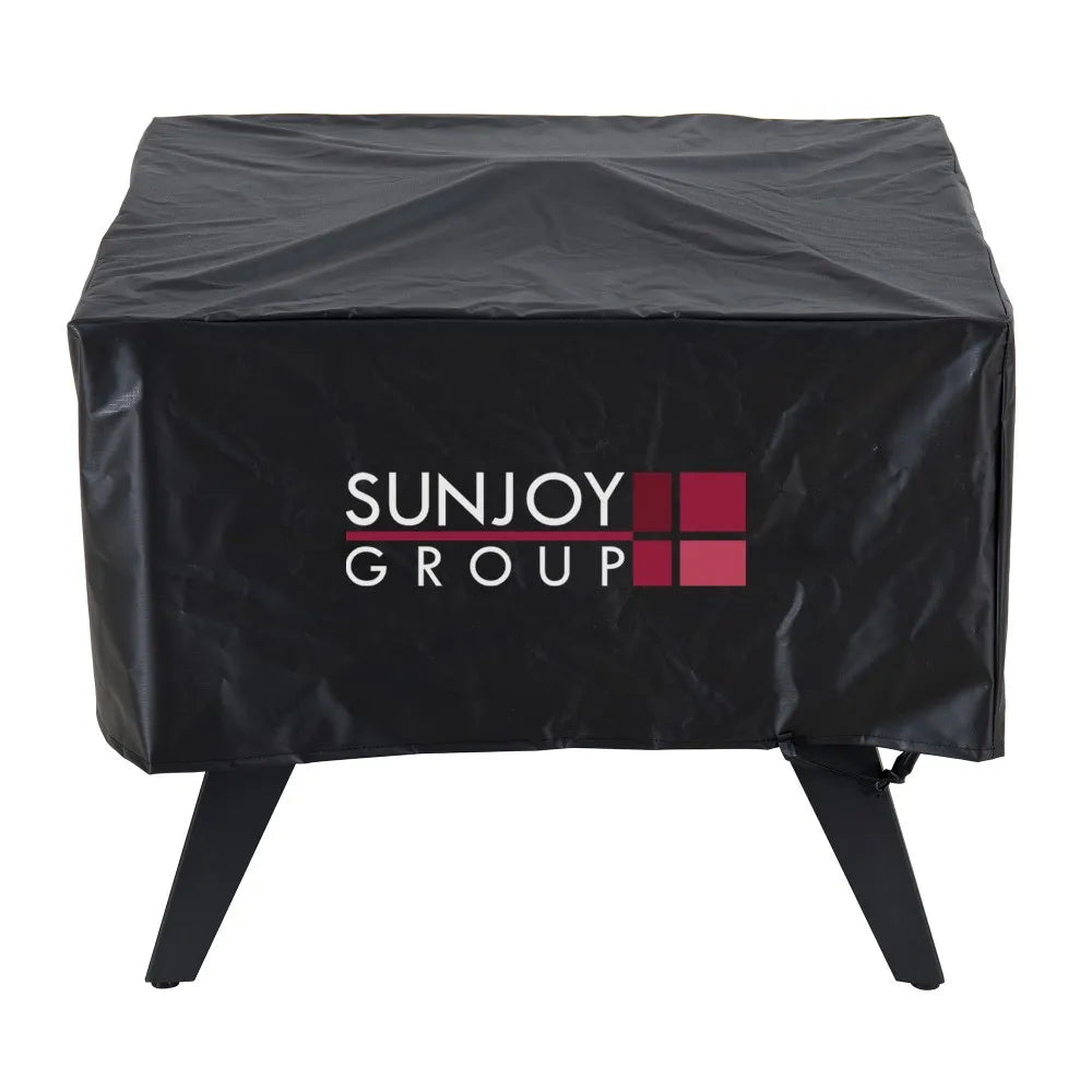 SUNJOY 28 Inch Steel Fire Pit Wood Burning Fire Pit with Mesh Cover