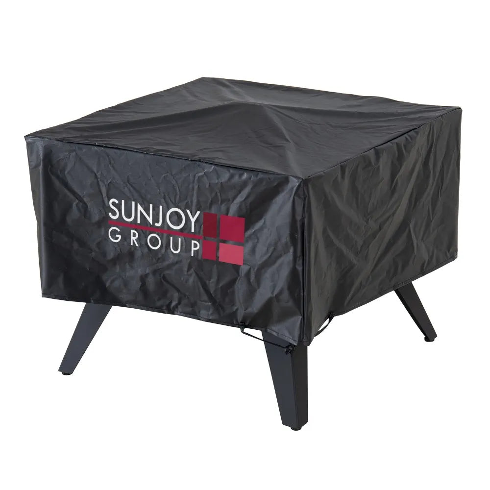 SUNJOY 28 Inch Steel Fire Pit Wood Burning Fire Pit with Mesh Cover