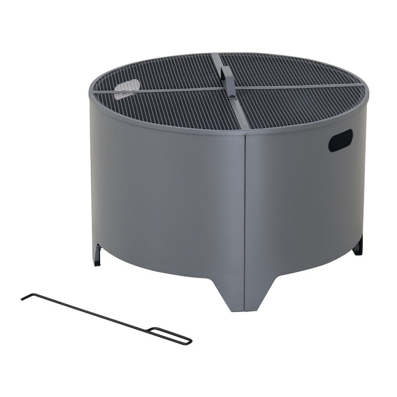 SUNJOY 26 Inch Fire Pit Outdoor Patio Wood Burning Fire Pit with PVC Cover - Gray