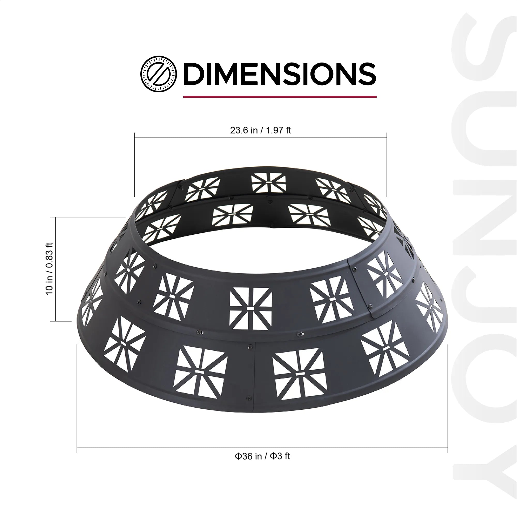SUNJOY 36 Inch Sectional Steel Fire Pit Ring with Decorative Cutouts 