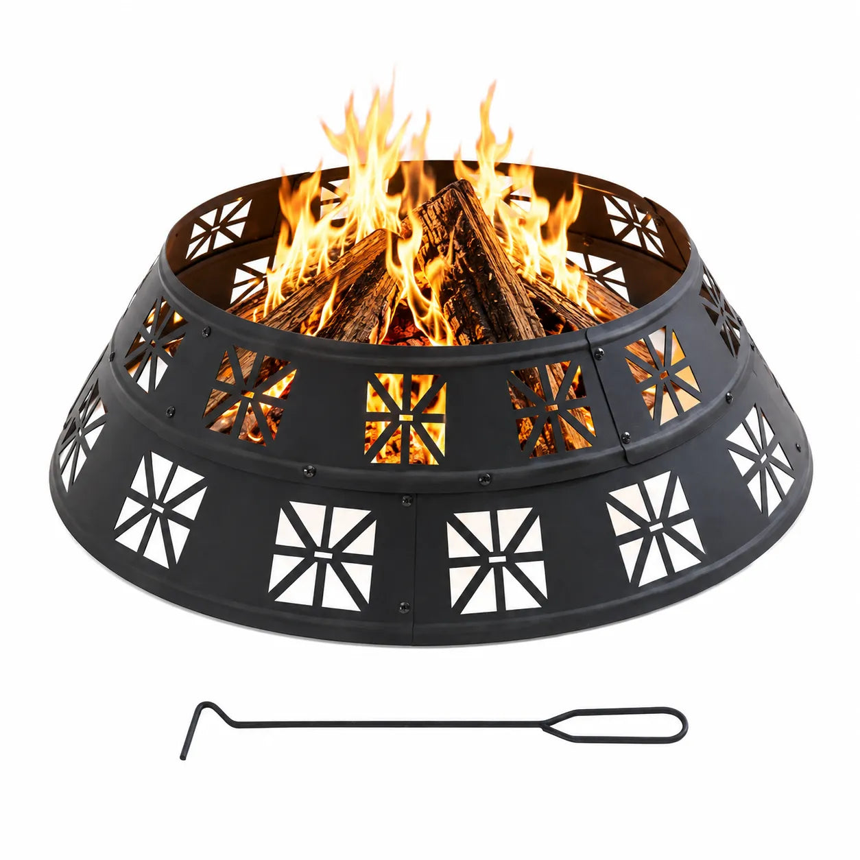 Silhouette Portable Steel Fire Pit Ring 36" Geometric Cutouts