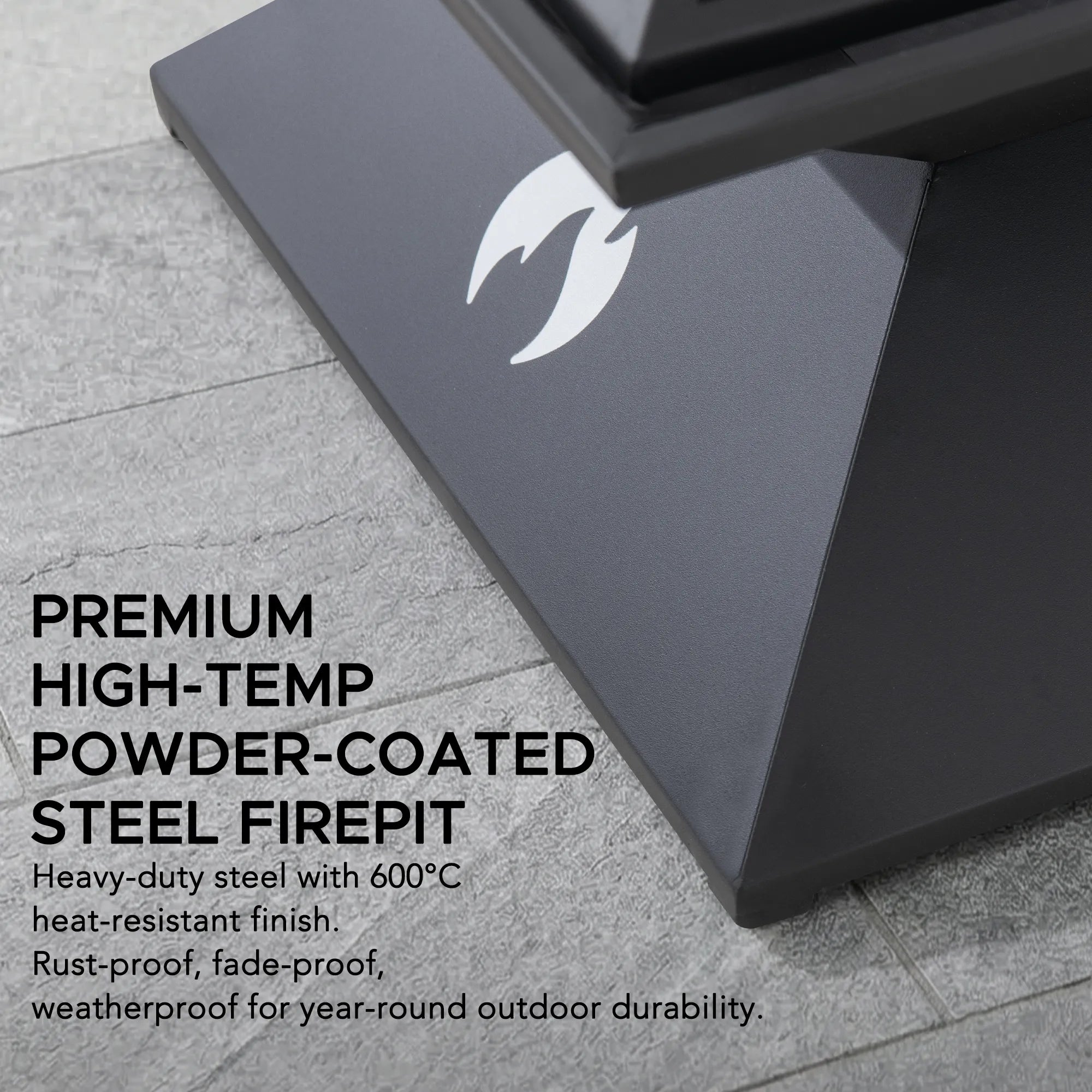 SUNJOY 20 Inch Modern Square Steel Fire Pit with Mesh Spark Screen & Stable Base