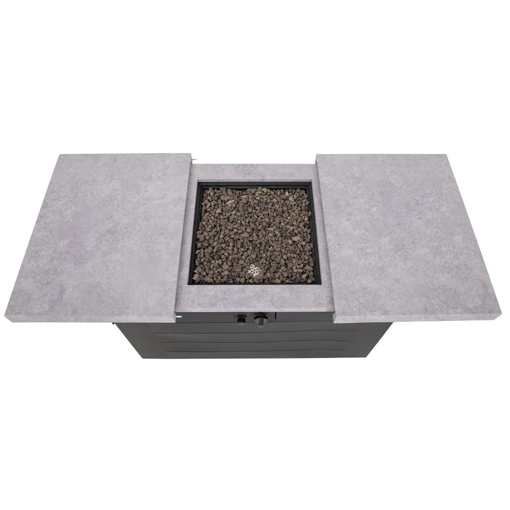 SUNJOY 40 Inch Large Propane Fire Pit Table with Cover and Lava Rocks for Outdoor and Indoor 