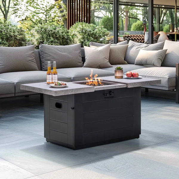 SUNJOY 40 Inch Large Propane Fire Pit Table with Cover and Lava Rocks for Outdoor and Indoor