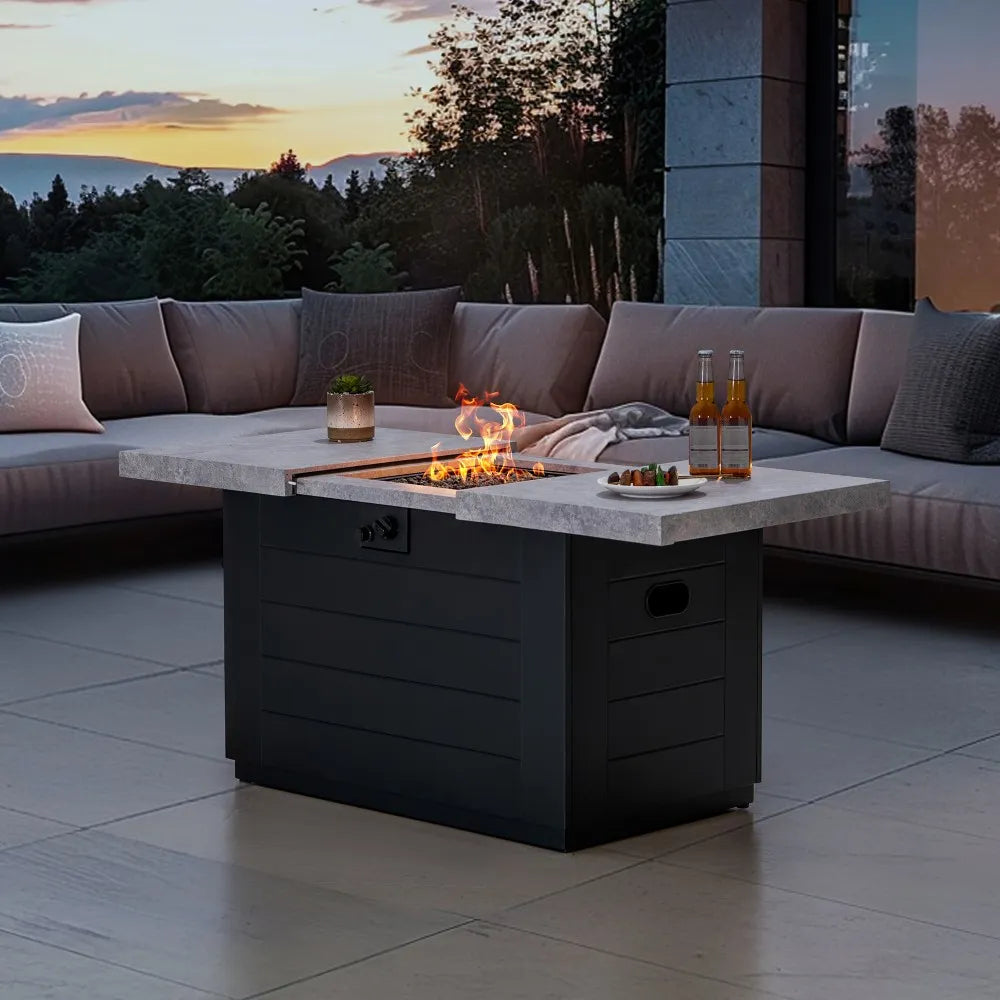 SUNJOY 40 Inch Large Propane Fire Pit Table with Cover and Lava Rocks for Outdoor and Indoor 