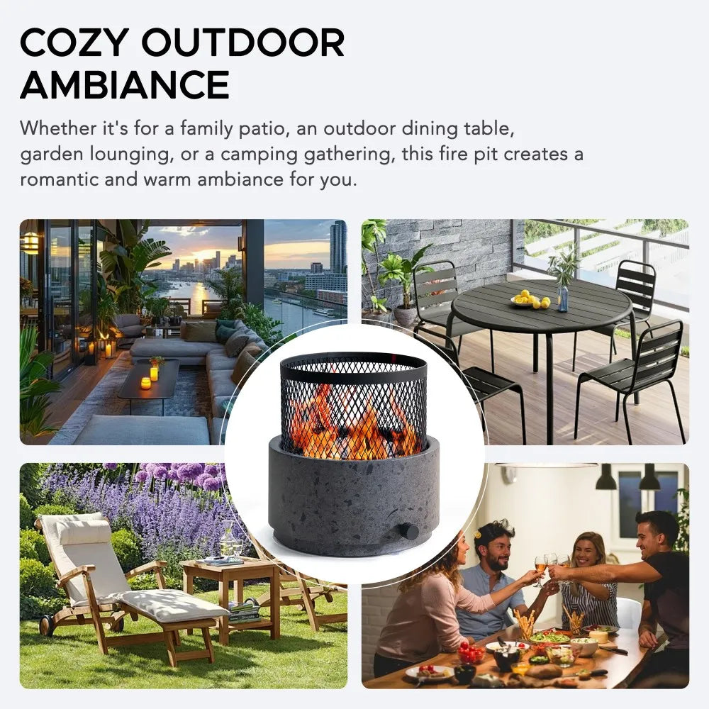 SUNJOY 10 Inch Smokeless Tabletop Fire Pit Bottom-Mounted Portable Propane Gas Fire Pit with Two Adjustable Flames 