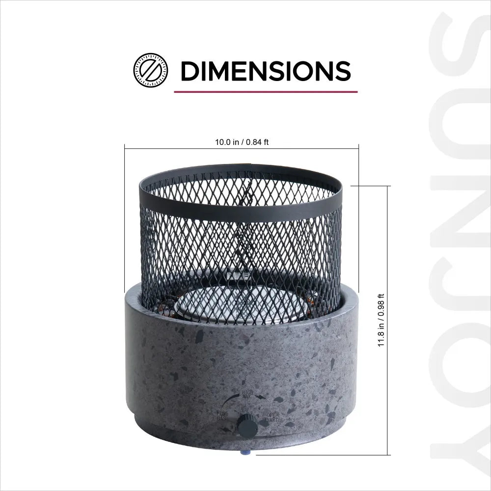 SUNJOY 10 Inch Smokeless Tabletop Fire Pit Bottom-Mounted Portable Propane Gas Fire Pit with Two Adjustable Flames 