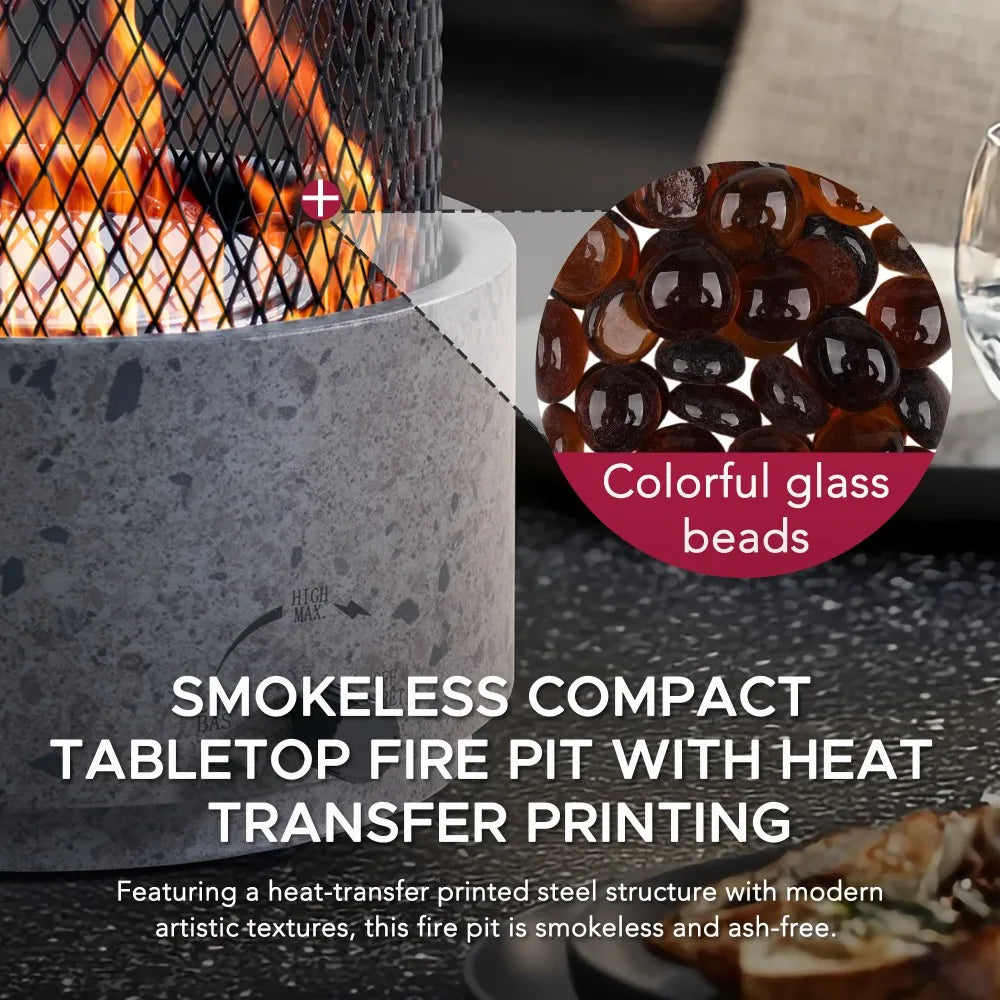 SUNJOY 10 Inch Smokeless Tabletop Fire Pit Bottom-Mounted Portable Propane Gas Fire Pit with Two Adjustable Flames 