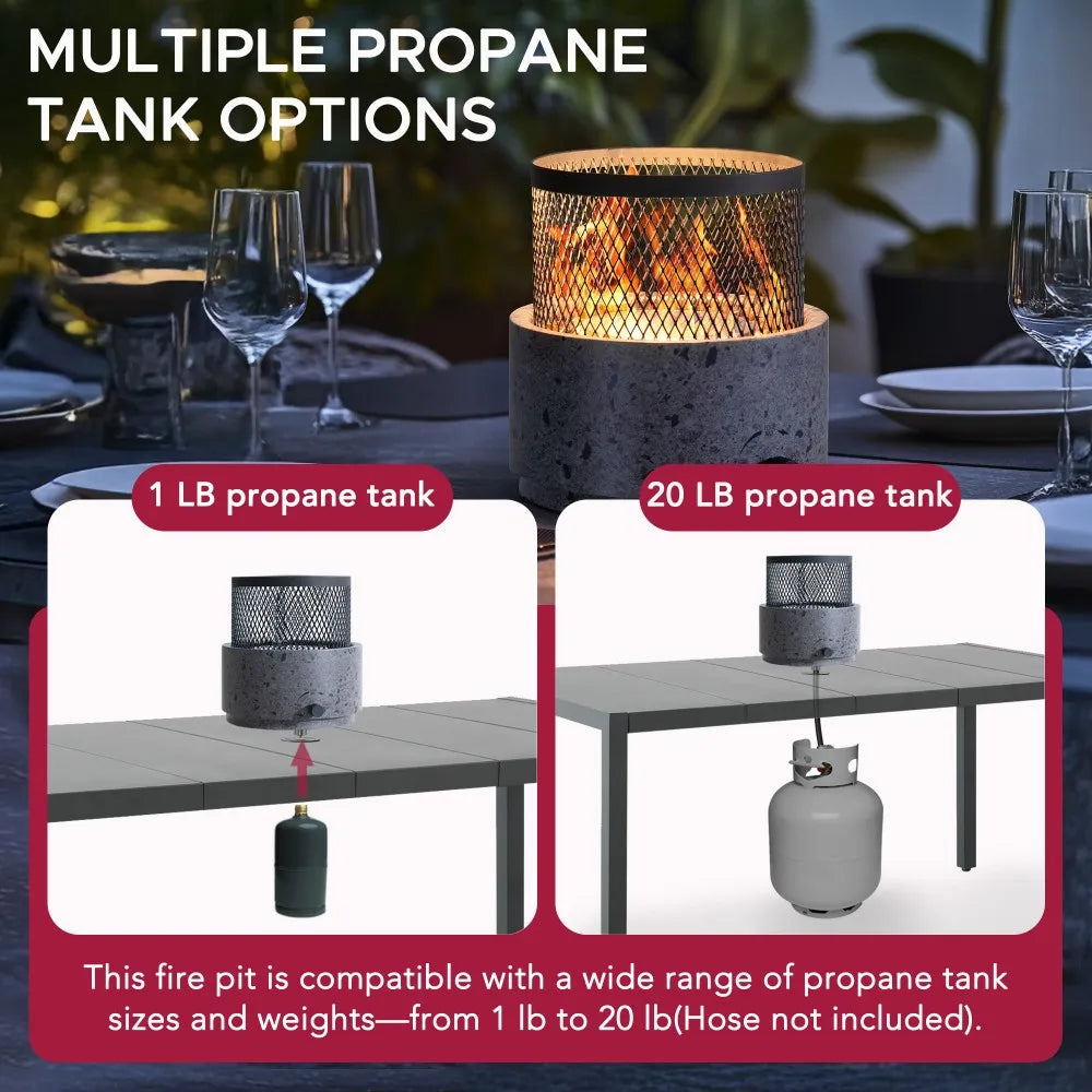 SUNJOY 10 Inch Smokeless Tabletop Fire Pit Bottom-Mounted Portable Propane Gas Fire Pit with Two Adjustable Flames 