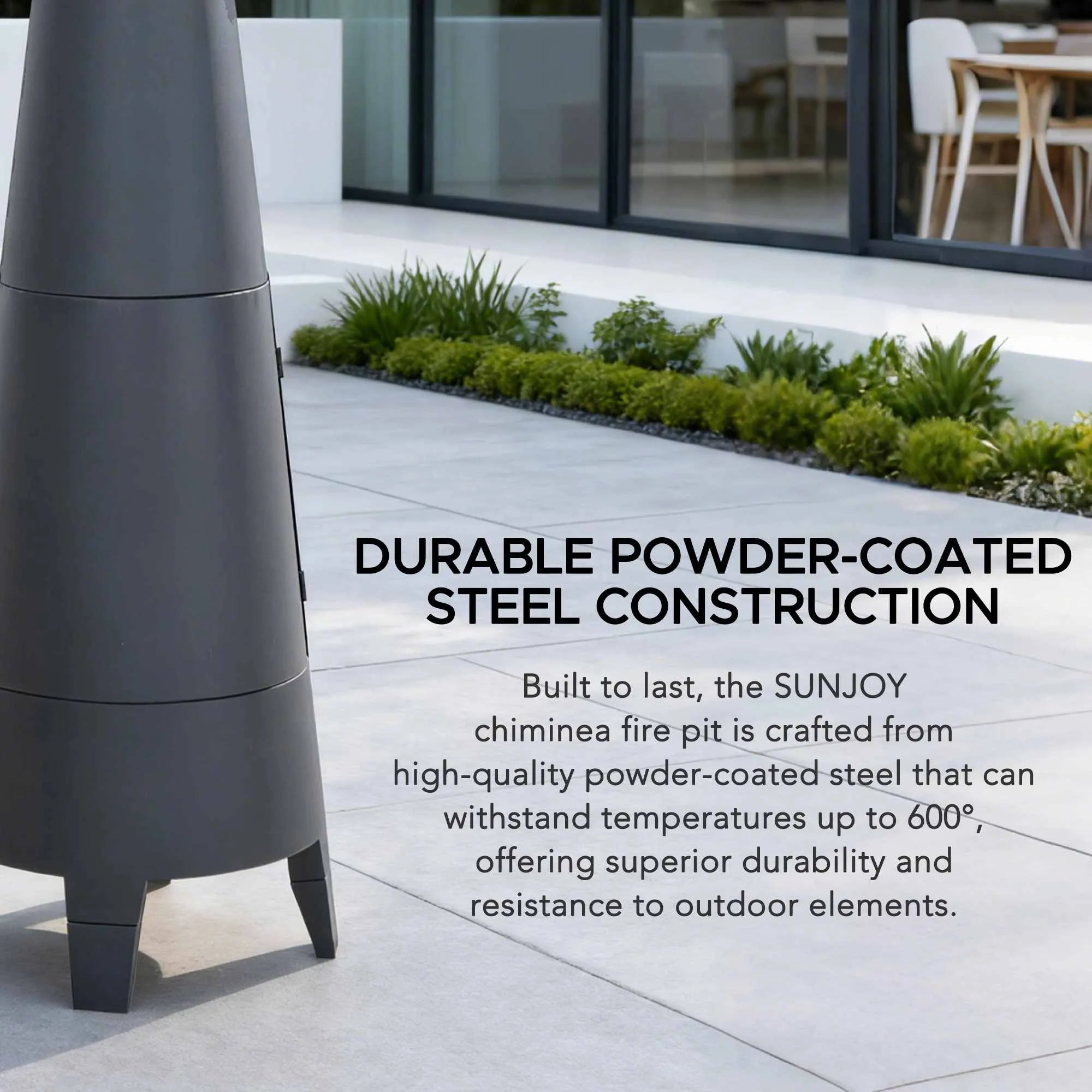 SUNJOY 57 Inch 2-in-1 Outdoor Fire Pit & Grill with Removable Stainless Steel Grill Grate, PVC Cover, and Mesh Safety Screen Door- Gray