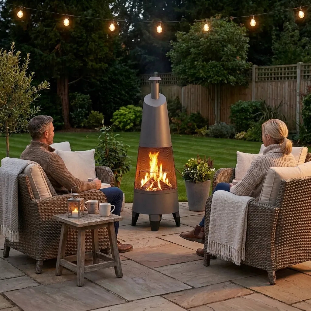Alpine 2-in-1 Chiminea Fire Pit & Grill 57" - Gray