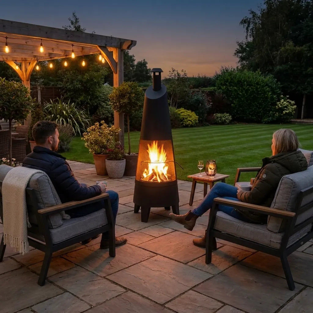 Alpine 2-in-1 Chiminea Fire Pit & Grill 57" - Black