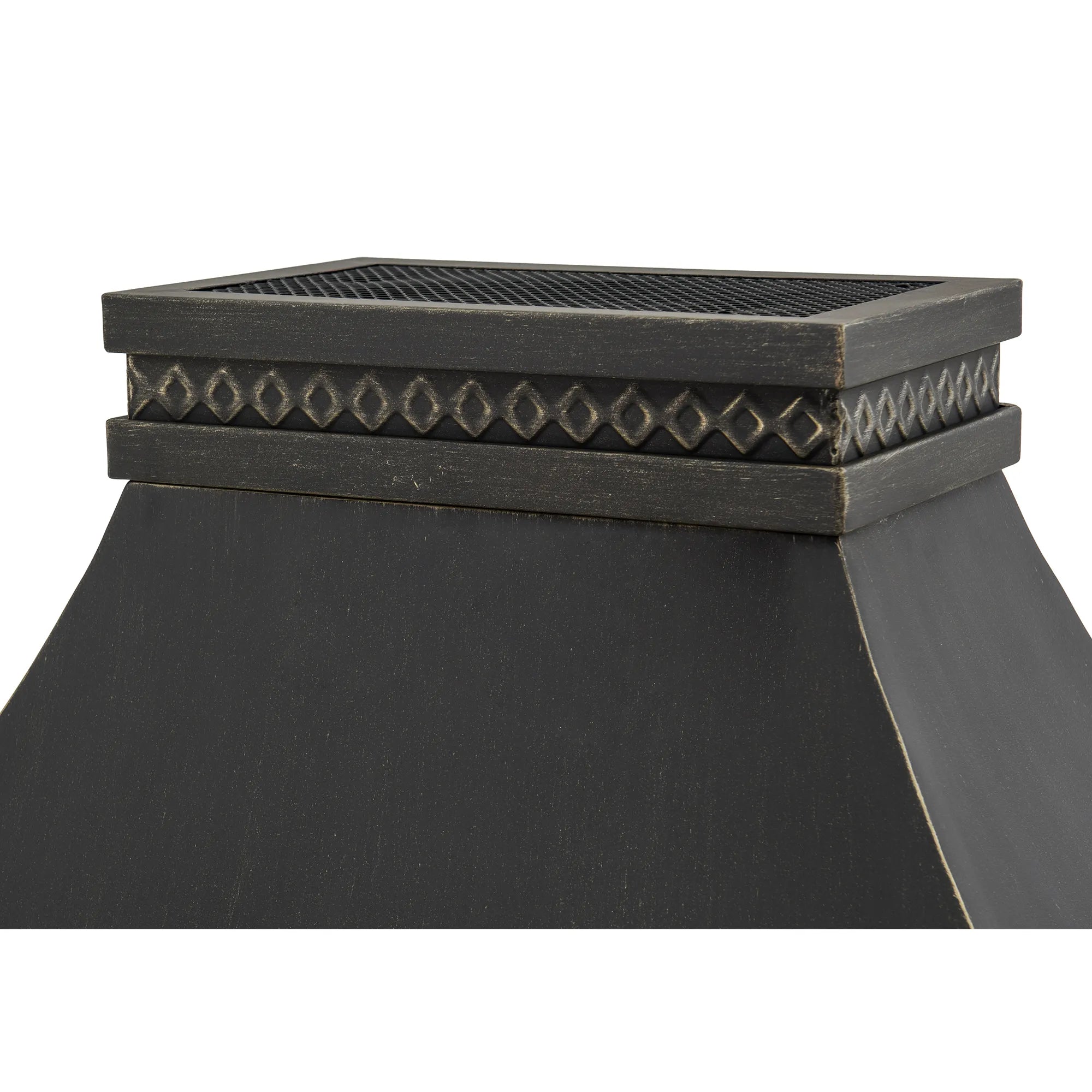 SUNJOY Outdoor 57 Inch Steel Wood Burning Fireplace with Chimney and Rain Cover - Black & Golden