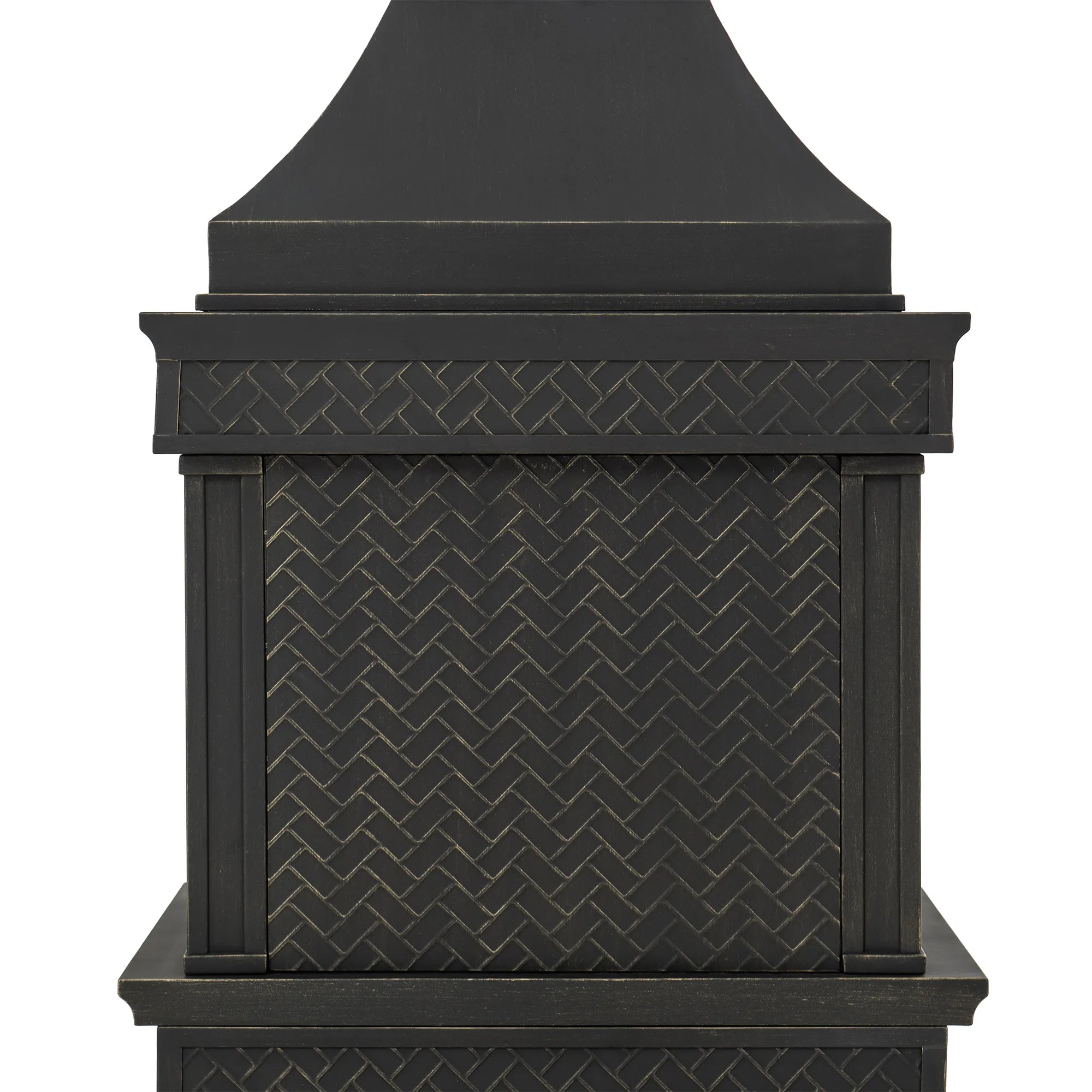 SUNJOY Outdoor 57 Inch Steel Wood Burning Fireplace with Chimney and Rain Cover - Black & Golden